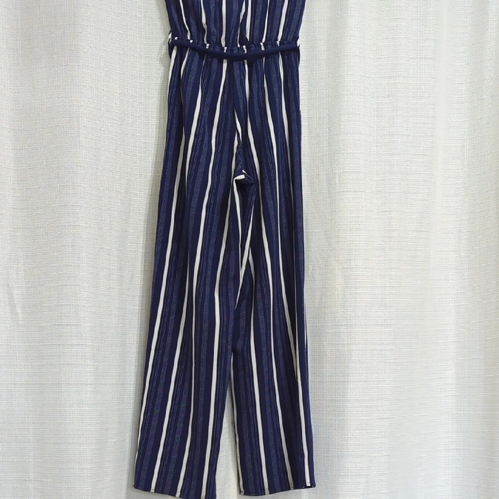 Monteau - Striped Navy Jumpsuit - Size XS - Picture 15 of 16